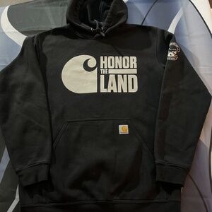 Carhartt Men's Black Hooded Pullover with Honor the Land Size M